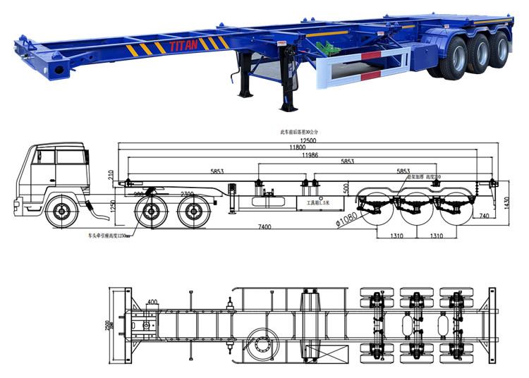 Tri Axle Container Chassis Trailer for Sale in Papua New Guinea