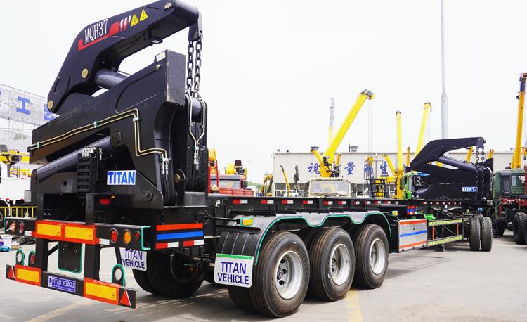 40FT Container Side Lifter Trailer with Crane for Sale in Papua New Guinea Port Moresby