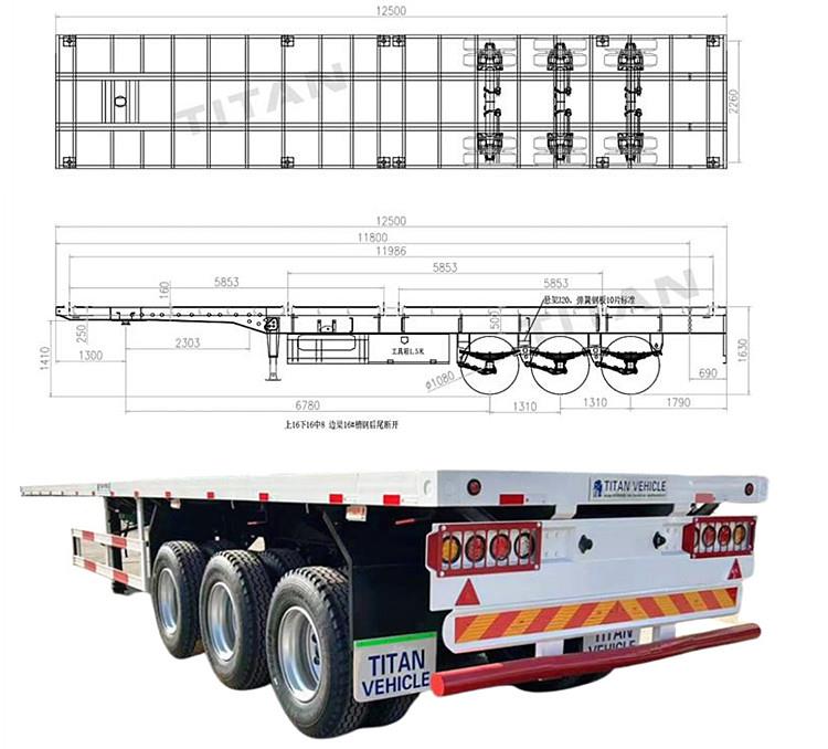 3 Axle 40 Foot Flatbed Semi Trailer for Sale in Papua New Guinea Port Moresby