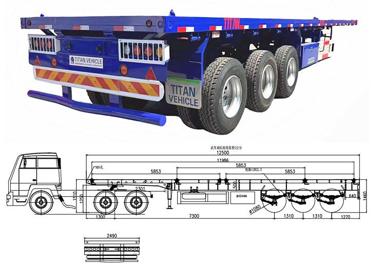 40FT Flatbed Container Truck Trailer for Sale in Papua New Guinea Pot Mosbi