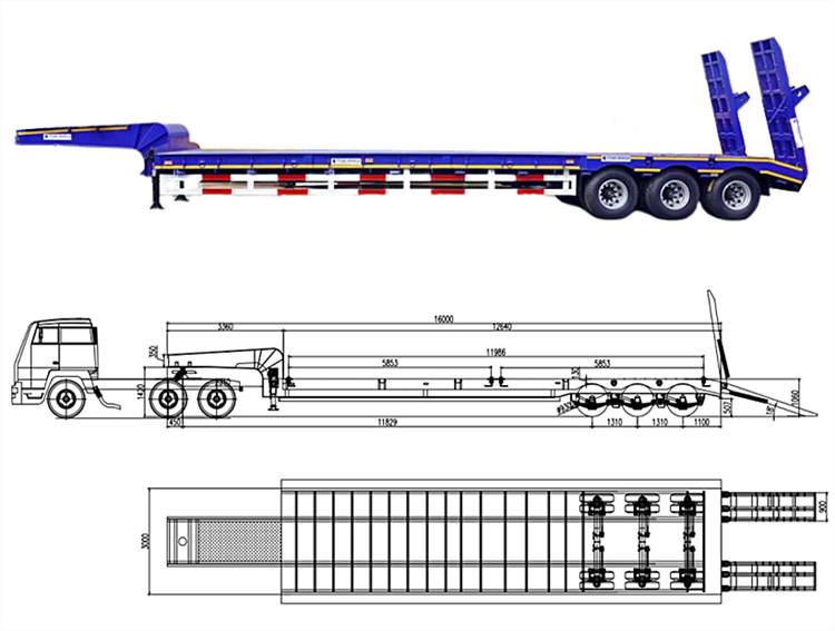 Low Bed Truck Semi Trailer | 3 Axle Low Bed Trailer for Sale in Papua New Guinea