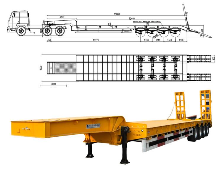 4 Axle Low Loader Truck Trailer for Sale in Papua New Guinea Lae