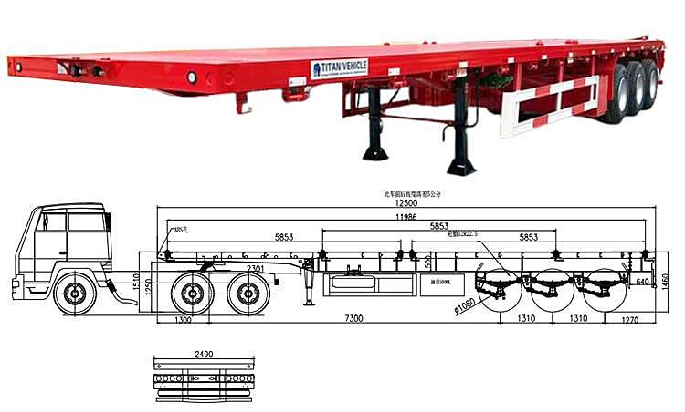 Tri Axle 40 FT Flatbed Trailer for Sale Price in Papua New Guinea Lae