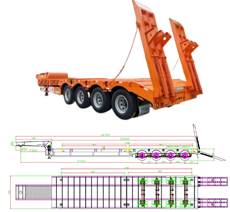 4 Axle Low Bed Trailer for Sale in Papua New Guinea Port Moresby