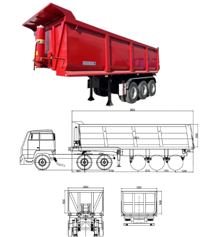 35CBM Semi Tipper Trailer for Sale in Papua New Guinea