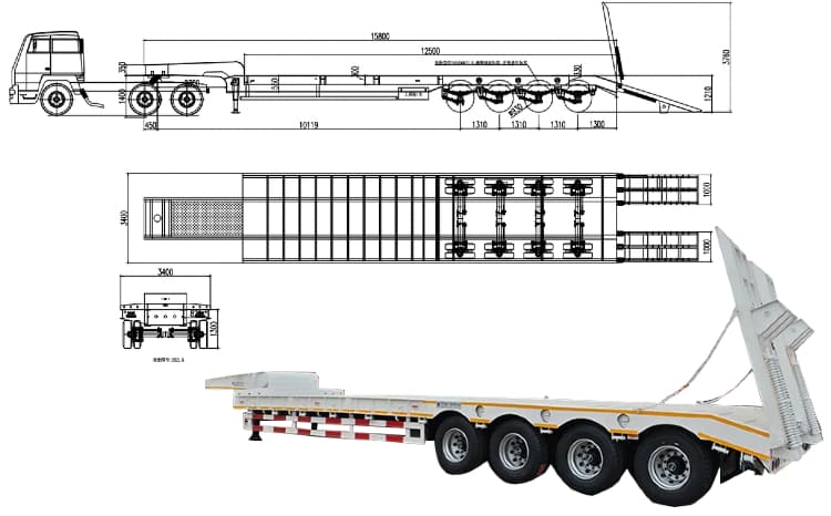 Cheap 4 Axle Lowbed Trailer Price in Papua New Guinea