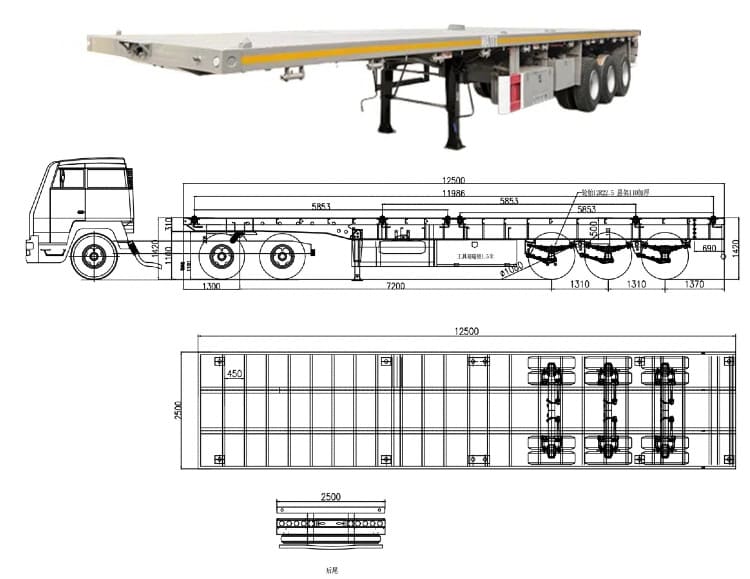 Tri Axle Flat Bed Semi Trailer for Sale in Papua New Guinea