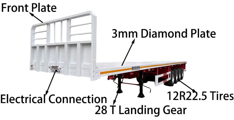 4 Axle 48 Foot Flatbed Container Trailer for Sale in Papua New Guinea