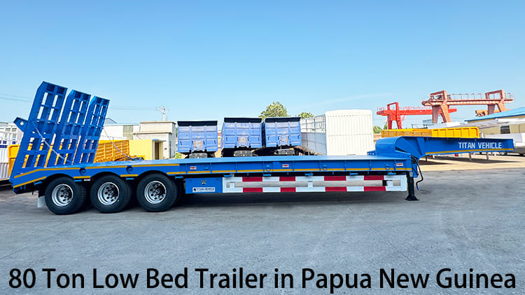 3 Axle 80 Ton Low Bed Trailer for Sale in Papua New Guinea