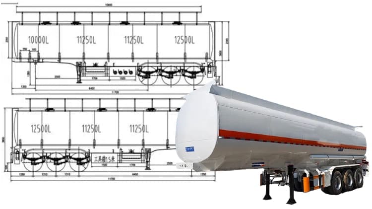 Tri Axle 45000 Liters Fuel Tanker Semi Trailer for Sale in Papua New Guinea