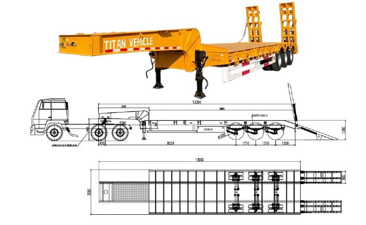 3 Axle 60 Ton Low Bed Trailer for Sale in Papua New Guinea