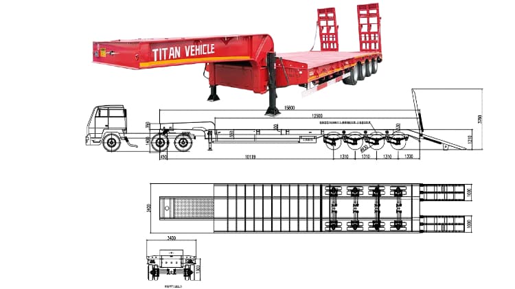 4 Axle 80 Ton Low Loader Trailer for Sale in Papua New Guinea