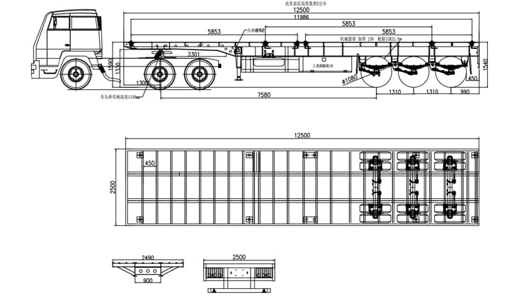 Heavy Duty 40ft Flatbed Trailer Price for Sale in Papua New Guinea